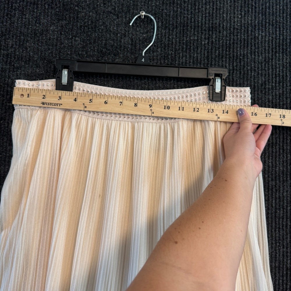 Metrowear Pleated Midi Skirt Womens Large Cream Metallic Waistband Accordion - Picture 8 of 9